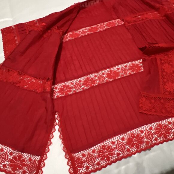 Swim Coverup Red Cutout Lace Embroidered Boho Beach Resort Wear Poolside - Picture 10 of 16